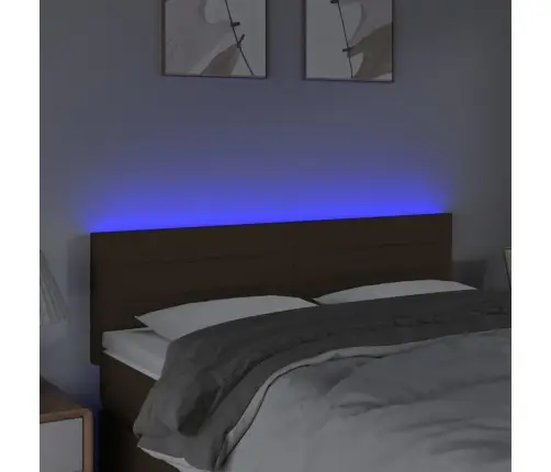 Gultas Galvgalis Ar Led, 144X5X78/88 Cm, Tumši Brūns Audums Vidaxl