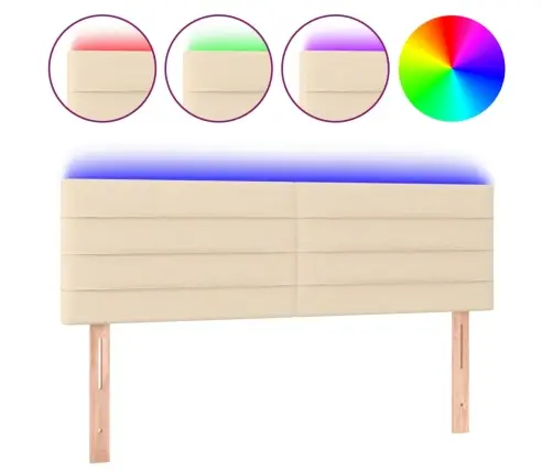 Gultas Galvgalis Ar Led, 144X5X78/88 Cm, Krēmkrāsas Audums Vidaxl