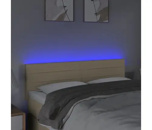 Gultas Galvgalis Ar Led, 144X5X78/88 Cm, Krēmkrāsas Audums Vidaxl