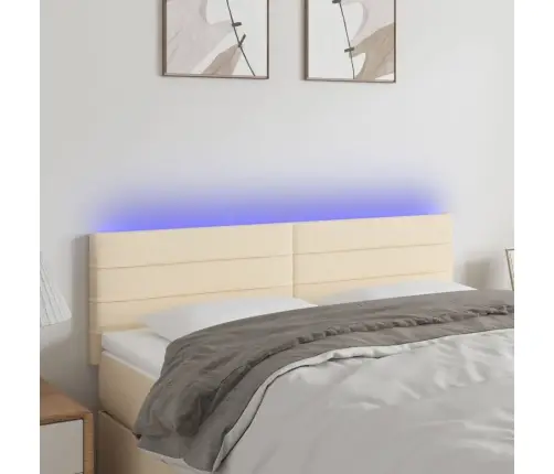 Gultas Galvgalis Ar Led, 144X5X78/88 Cm, Krēmkrāsas Audums Vidaxl