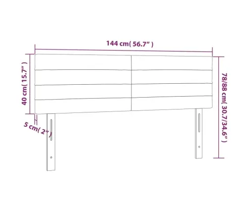 Galvūgalis Su Led, Mėlynos Spalvos, 144X5X78/88cm Audinys