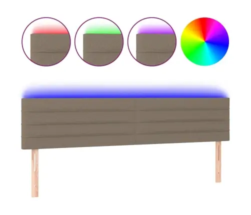 Gultas Galvgalis Ar Led, 160X5X78/88 Cm, Pelēkbrūns Audums Vidaxl