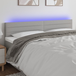Gultas Galvgalis Ar Led, 200X5X78/88 Cm, Gaiši Pelēks Audums Vidaxl