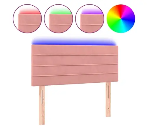 Gultas Galvgalis Ar Led, 80X5X78/88 Cm, Rozā Samts Vidaxl