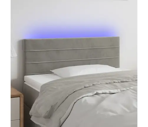 Gultas Galvgalis Ar Led, 90X5X78/88 Cm, Gaiši Pelēks Samts Vidaxl