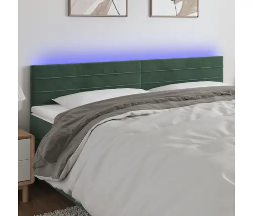 Galvūgalis Su Led, Tamsiai Žalias, 160X5X78/88cm Aksomas