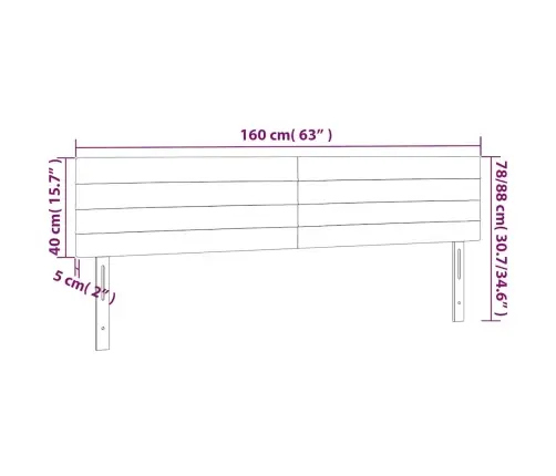 Gultas Galvgalis Ar Led, 160X5X78/88 Cm, Tumši Zils Samts Vidaxl