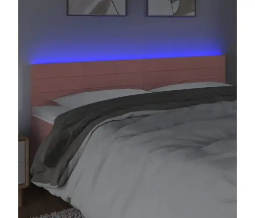 Galvūgalis Su Led, Rožinės Spalvos, 160X5X78/88cm Aksomas