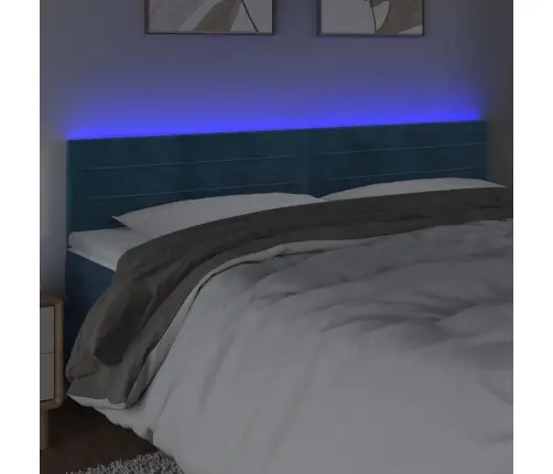Gultas Galvgalis Ar Led, 180X5X78/88 Cm, Tumši Zils Samts Vidaxl