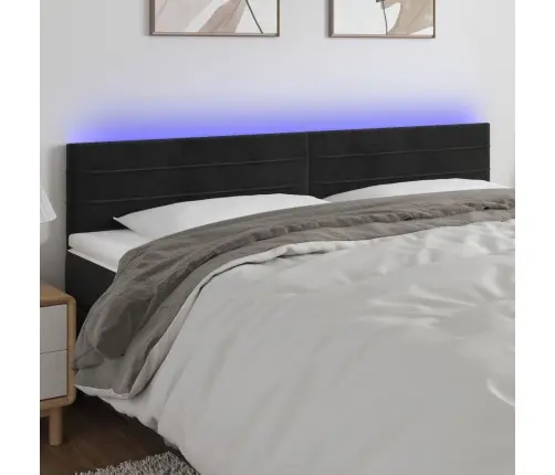 Gultas Galvgalis Ar Led, 200X5X78/88 Cm, Melns Samts Vidaxl