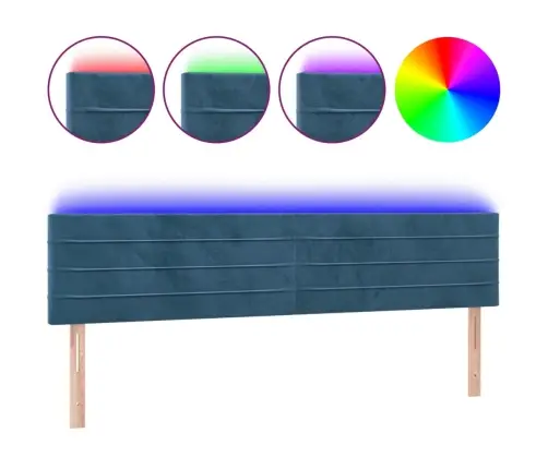 Gultas Galvgalis Ar Led, 200X5X78/88 Cm, Tumši Zils Samts Vidaxl