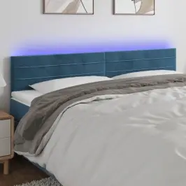 Gultas Galvgalis Ar Led, 200X5X78/88 Cm, Tumši Zils Samts Vidaxl