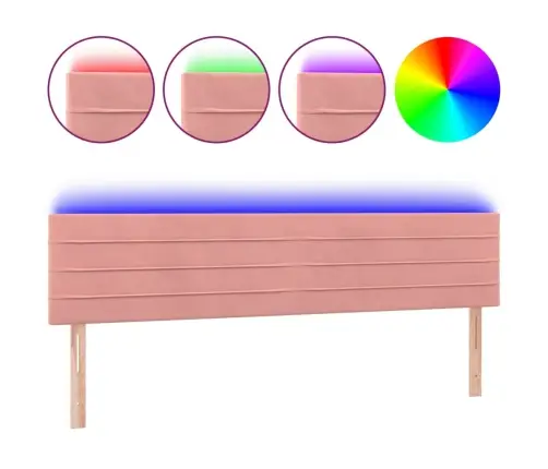 Gultas Galvgalis Ar Led, 200X5X78/88 Cm, Rozā Samts Vidaxl