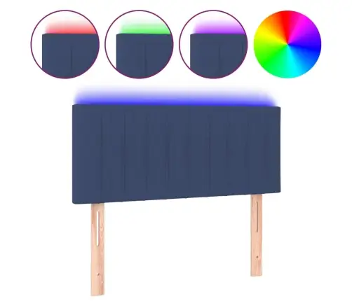 Gultas Galvgalis Ar Led, 100X5X78/88 Cm, Zils Audums Vidaxl