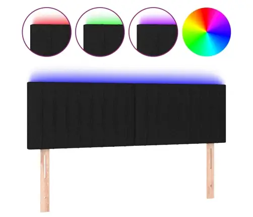 Galvūgalis Su Led, Juodos Spalvos, 144X5X78/88cm Audinys