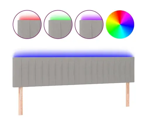Gultas Galvgalis Ar Led, 180X5X78/88 Cm, Gaiši Pelēks Audums Vidaxl
