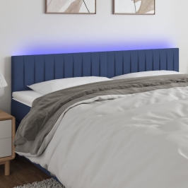 Gultas Galvgalis Ar Led, 200X5X78/88 Cm, Zils Audums Vidaxl