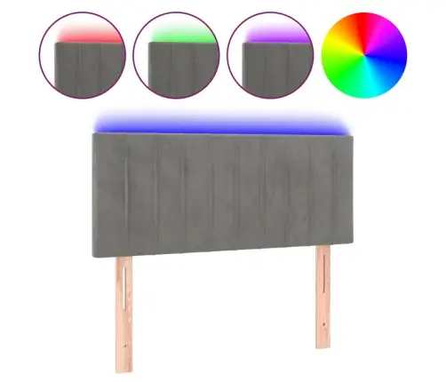 Gultas Galvgalis Ar Led, 80X5X78/88 Cm, Gaiši Pelēks Samts Vidaxl