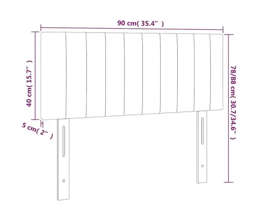 Gultas Galvgalis Ar Led, 90X5X78/88 Cm, Tumši Zils Samts Vidaxl