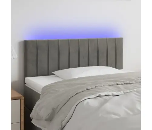 Gultas Galvgalis Ar Led, 100X5X78/88 Cm, Gaiši Pelēks Samts Vidaxl