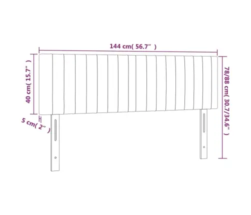 Gultas Galvgalis Ar Led, 144X5X78/88 Cm, Tumši Pelēks Samts Vidaxl