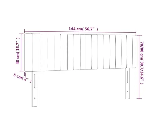 Gultas Galvgalis Ar Led, 144X5X78/88 Cm, Melns Samts Vidaxl