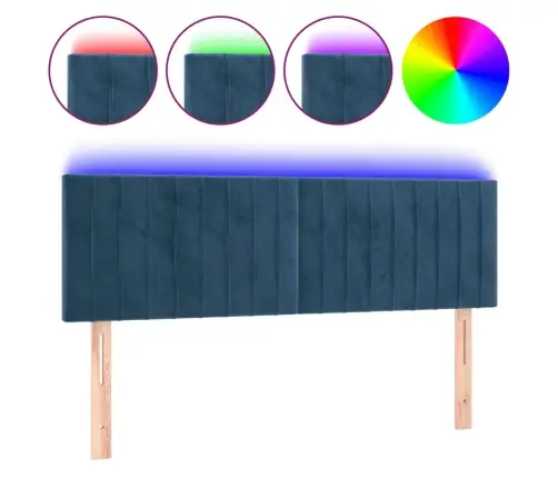 Gultas Galvgalis Ar Led, 144X5X78/88 Cm, Zils Samts Vidaxl