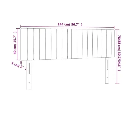 Gultas Galvgalis Ar Led, 144X5X78/88 Cm, Zils Samts Vidaxl