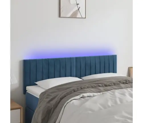Gultas Galvgalis Ar Led, 144X5X78/88 Cm, Zils Samts Vidaxl