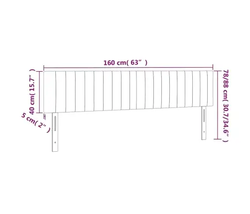 Gultas Galvgalis Ar Led, 160X5X78/88 Cm, Tumši Zils Samts Vidaxl