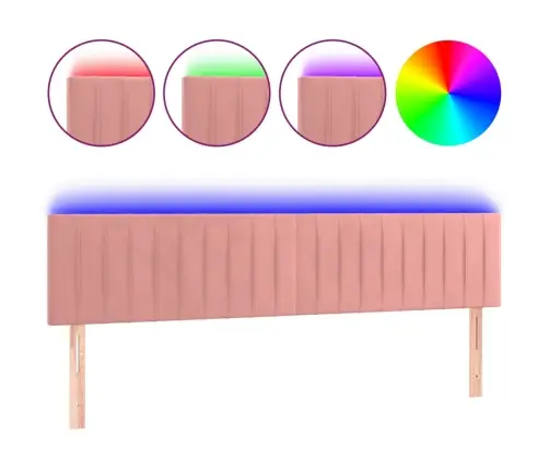 Gultas Galvgalis Ar Led, 160X5X78/88 Cm, Rozā Samts Vidaxl