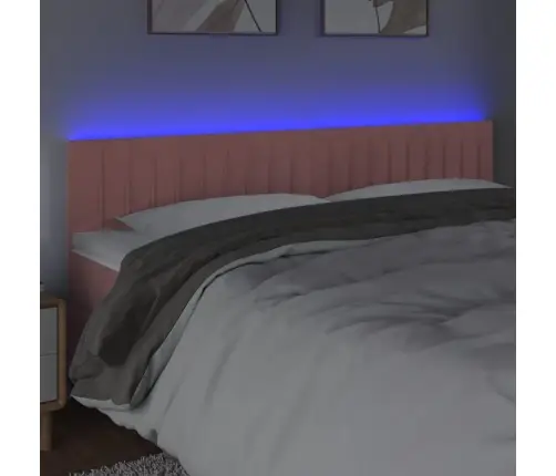 Gultas Galvgalis Ar Led, 160X5X78/88 Cm, Rozā Samts Vidaxl