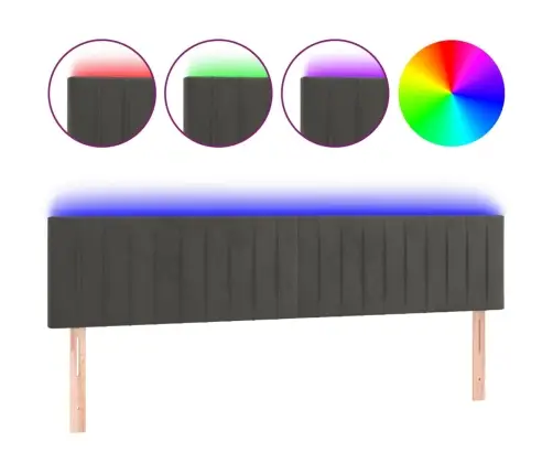 Gultas Galvgalis Ar Led, 180X5X78/88 Cm, Tumši Pelēks Samts Vidaxl