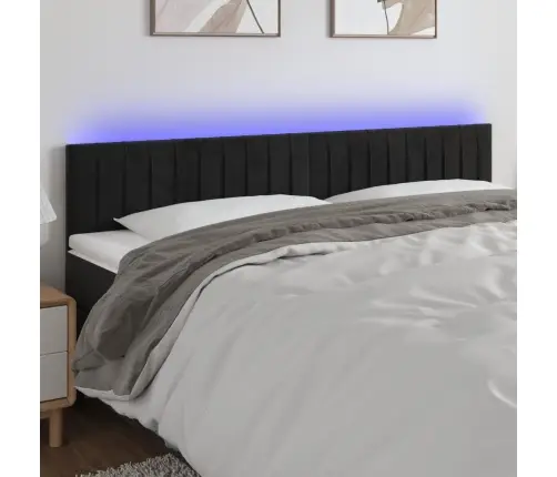 Gultas Galvgalis Ar Led, 180X5X78/88 Cm, Melns Samts Vidaxl