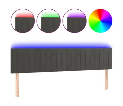 Gultas Galvgalis Ar Led, 200X5X78/88 Cm, Tumši Pelēks Samts Vidaxl