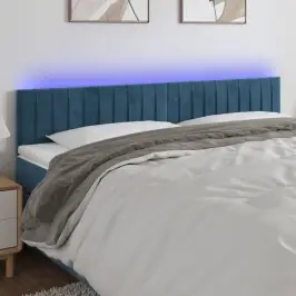 Gultas Galvgalis Ar Led, 200X5X78/88 Cm, Tumši Zils Samts Vidaxl