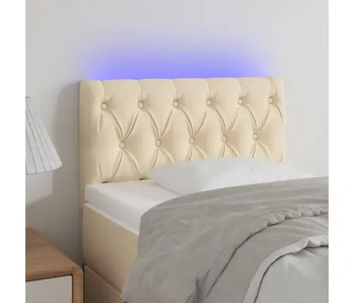 Gultas Galvgalis Ar Led, 80X7X78/88 Cm, Krēmkrāsas Audums Vidaxl