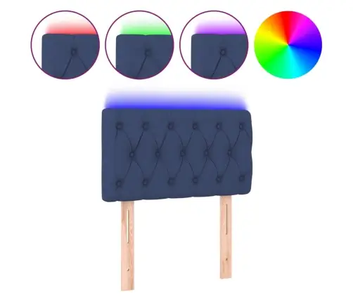 Gultas Galvgalis Ar Led, 80X7X78/88 Cm, Zils Audums Vidaxl