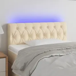 Gultas Galvgalis Ar Led, 100X7X78/88 Cm, Krēmkrāsas Audums Vidaxl