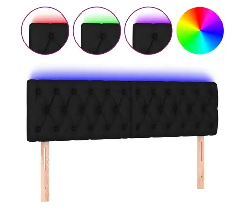 Gultas Galvgalis Ar Led, 160X7X78/88 Cm, Melns Audums Vidaxl