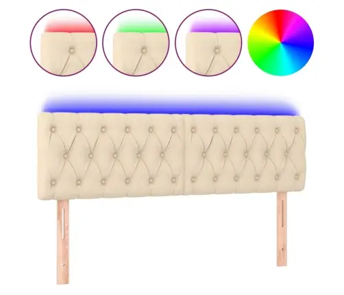 Gultas Galvgalis Ar Led, 160X7X78/88 Cm, Krēmkrāsas Audums Vidaxl