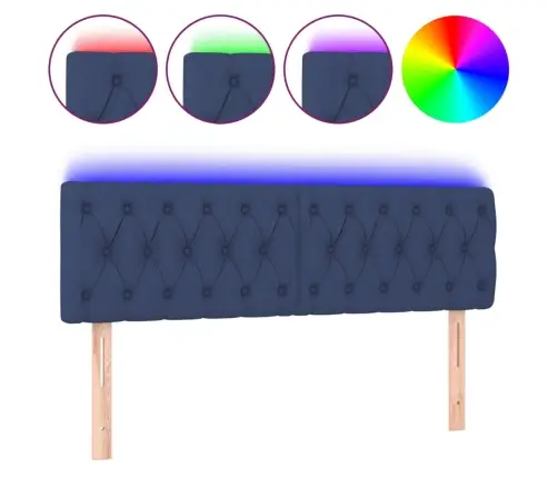 Gultas Galvgalis Ar Led, 160X7X78/88 Cm, Zils Audums Vidaxl