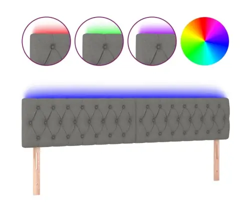 Gultas Galvgalis Ar Led, 180X7X78/88 Cm, Tumši Pelēks Audums Vidaxl