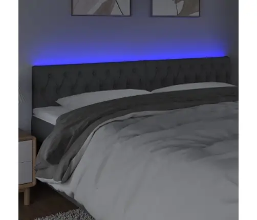 Gultas Galvgalis Ar Led, 180X7X78/88 Cm, Tumši Pelēks Audums Vidaxl