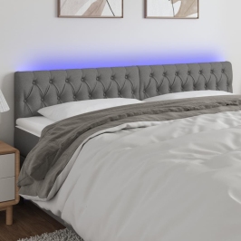 Gultas Galvgalis Ar Led, 180X7X78/88 Cm, Tumši Pelēks Audums Vidaxl