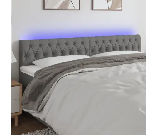 Gultas Galvgalis Ar Led, 180X7X78/88 Cm, Tumši Pelēks Audums Vidaxl