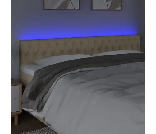 Gultas Galvgalis Ar Led, 180X7X78/88 Cm, Krēmkrāsas Audums Vidaxl