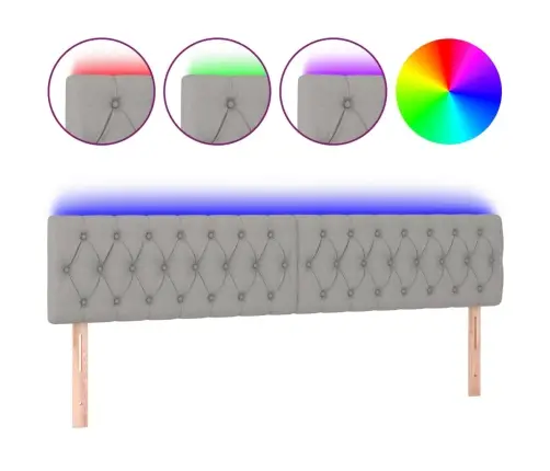 Gultas Galvgalis Ar Led, 200X7X78/88 Cm, Gaiši Pelēks Audums Vidaxl