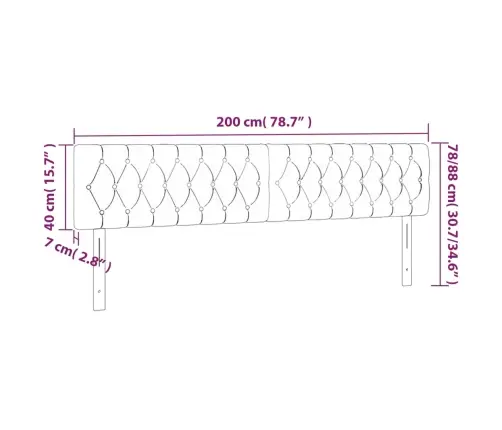 Gultas Galvgalis Ar Led, 200X7X78/88 Cm, Gaiši Pelēks Audums Vidaxl