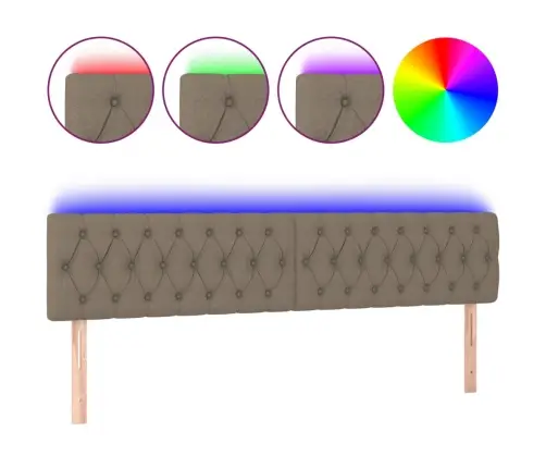 Gultas Galvgalis Ar Led, 200X7X78/88 Cm, Pelēkbrūns Audums Vidaxl